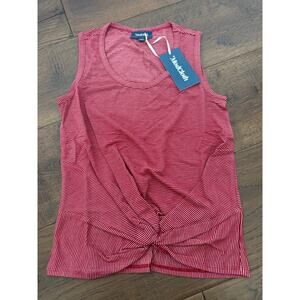 ModCloth Striped Scoop Neck Knotted Moxie Knit Tank Top Red Womens Sz XXS NWT